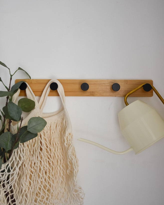 رخت اویز بامبو با ۵تا هوک فلزی طول کار 40cm