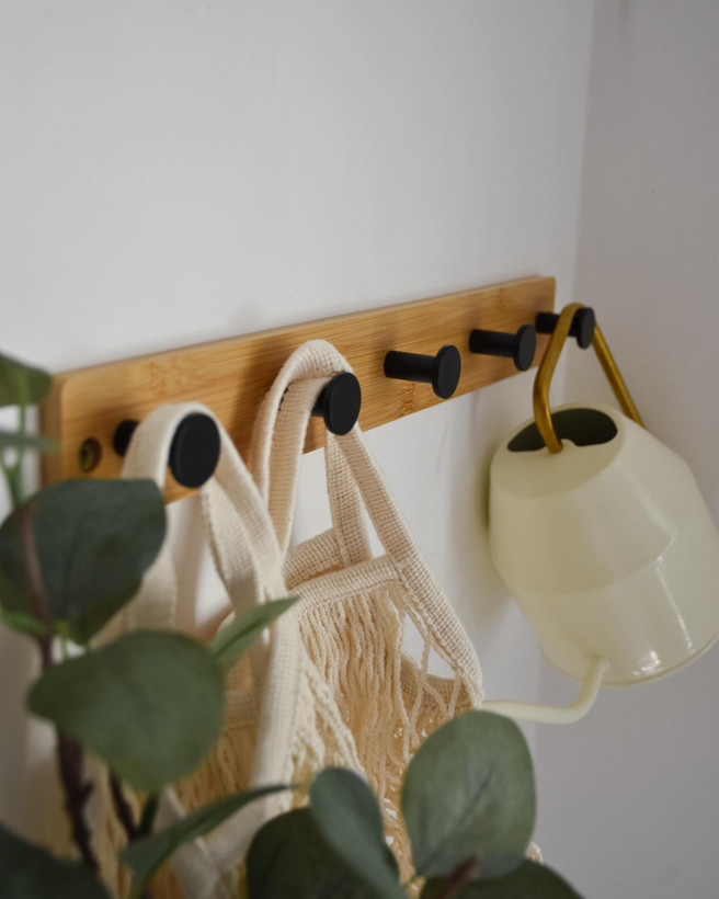رخت اویز بامبو با ۵تا هوک فلزی طول کار 40cm